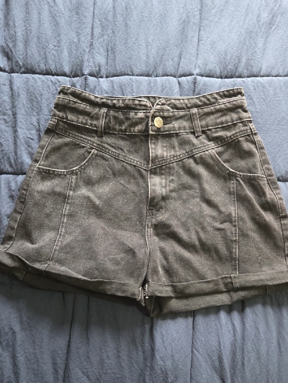 Flying Angel High-Waist Black Denim Women's Shorts